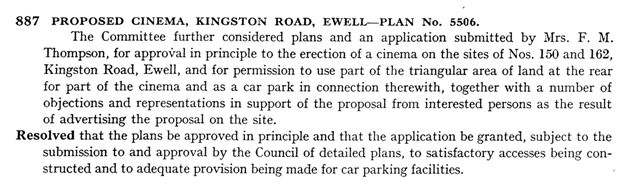 Council Minute of the decision to grant planning permission for the Rembrandt Cinema