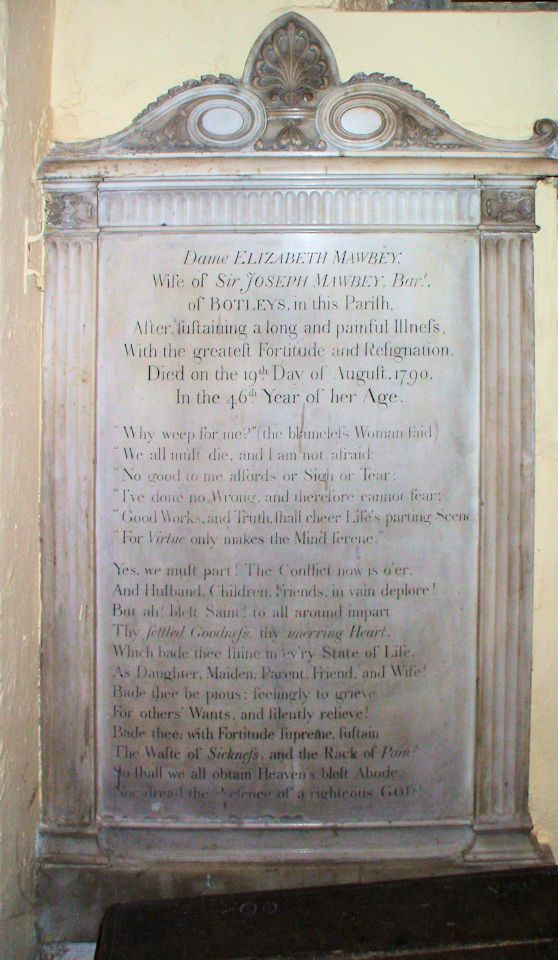Memorial to Dame Elizabeth Mawbey