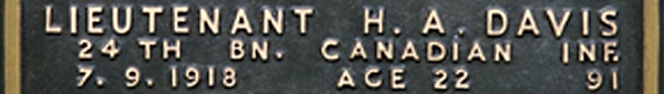 Harry's inscription on the CWGC memorial Epsom.
