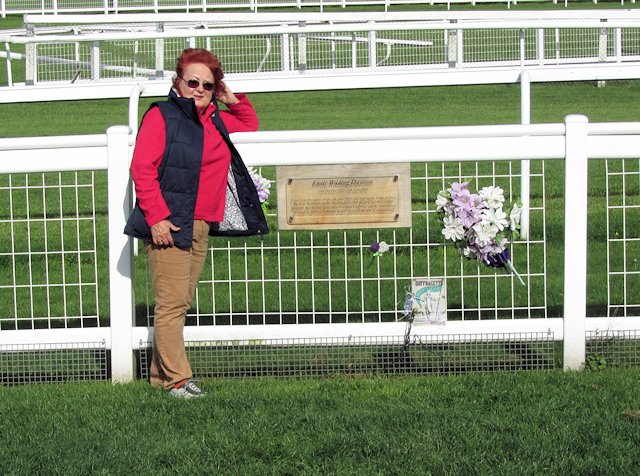 Plaque to Emily Davison on Epsom Downs Race Course