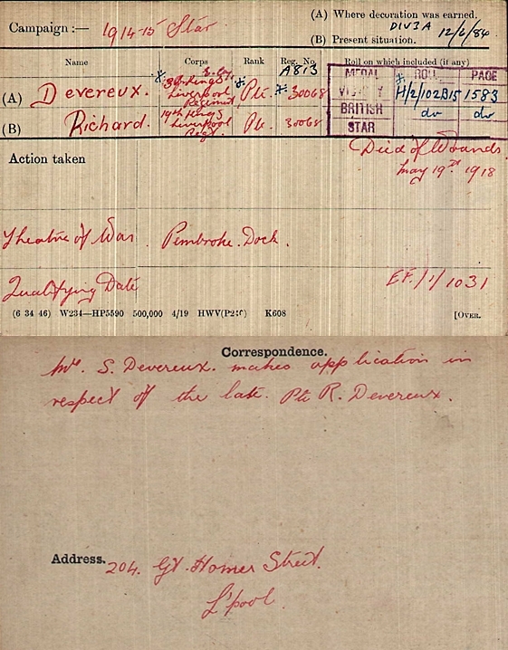 Richard's medal card Richard's medal card