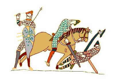 Clip art image of warriors in the style of the Bayeux Tapestry