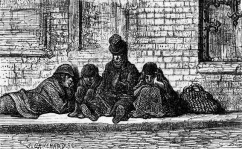 Asleep in the Streets by Gustave Doré