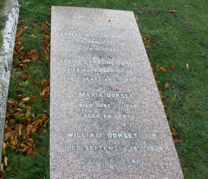 Dorset family grave in Epsom Cemetery.