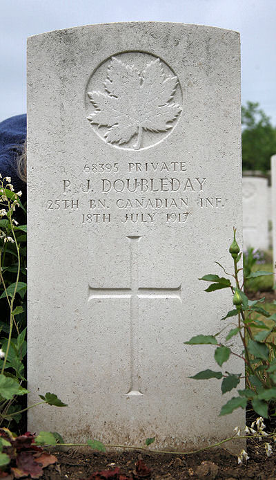 Percy's headstone in the Loos British Cemetery