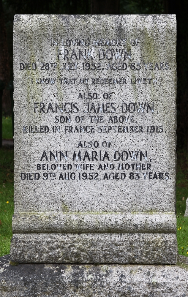 Francis' inscription on his parents grave in Epsom Cemetery Francis' inscription on his parents grave in Epsom Cemetery
