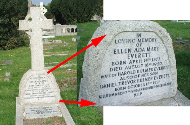 Daniel's inscription on his mother's headstone in Epsom Cemetery Daniel's inscription on his mother's headstone in Epsom Cemetery