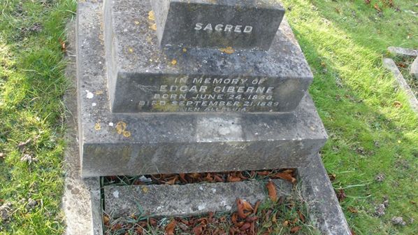 Gravestone of Edgar Giberne in Epsom Cemetery.