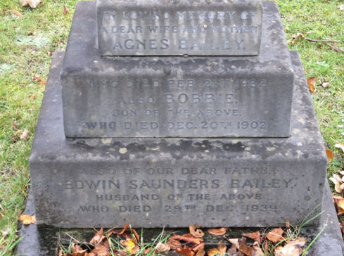 Grave of Edwin Saunders and Agnes Bailey and their son Robert