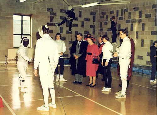 HM the Queen visiting the College to open the new Sports Centre in 1989