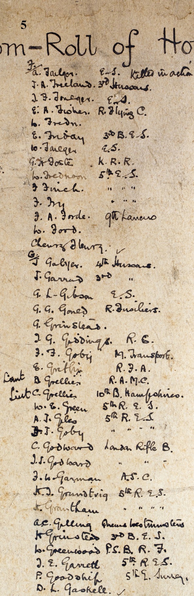 Epsom Urban District Roll of Honour - Extract 5