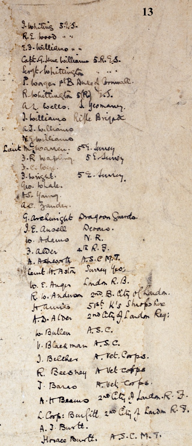 Epsom Urban District Roll of Honour - Extract 13 Epsom Urban District Roll of Honour - Extract 13