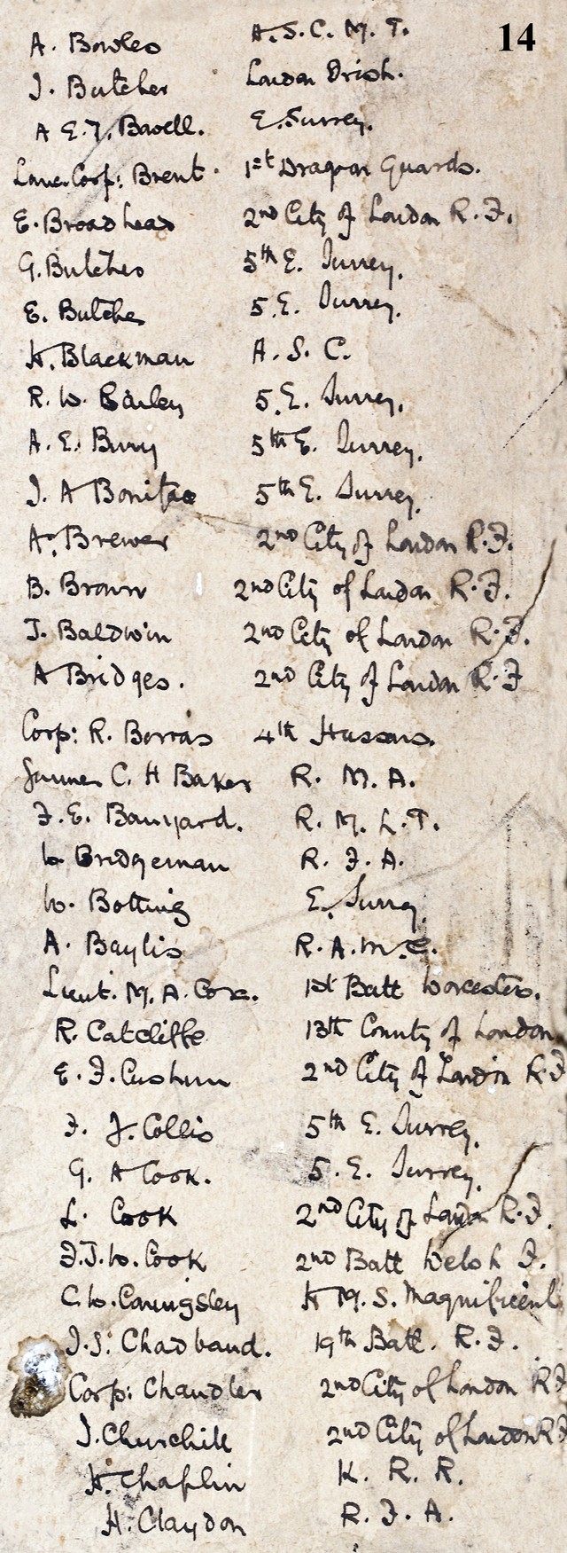 Epsom Urban District Roll of Honour - Extract 14 Epsom Urban District Roll of Honour - Extract 14