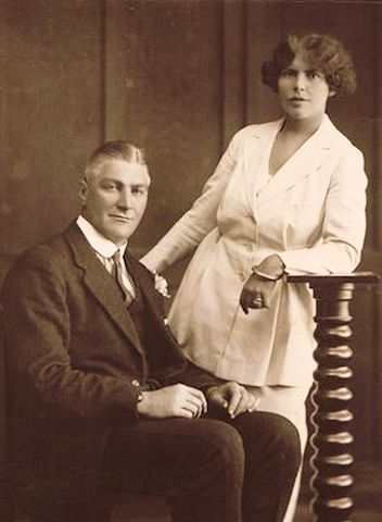 Ernest Hamilton Shum and his wife, Flora Gladys Walker, on their wedding day, 1920. Ernest Hamilton Shum and his wife, Flora Gladys Walker, on their wedding day, 1920.