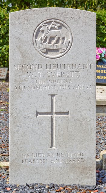 William's headstone in St. Waast-La-Vallee Communal Cemetery William's headstone in the St. Waast-La-Vallee Communal Cemetery