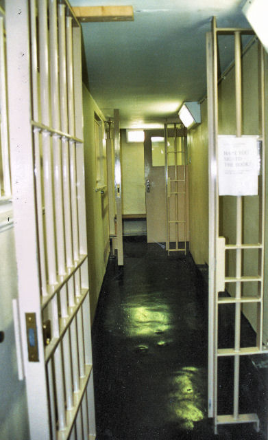 View looking from a court cell along the corridor towards the court room c.1993