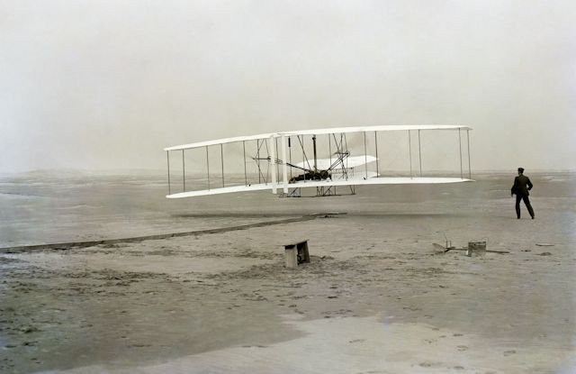 The Wright Brothers' successful flight in December 1903 The Wright Brothers' successful flight in December 1903