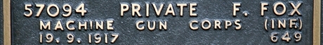 Frank's inscription on the CWGC memorial Epsom. Frank's inscription on the CWGC memorial Epsom.