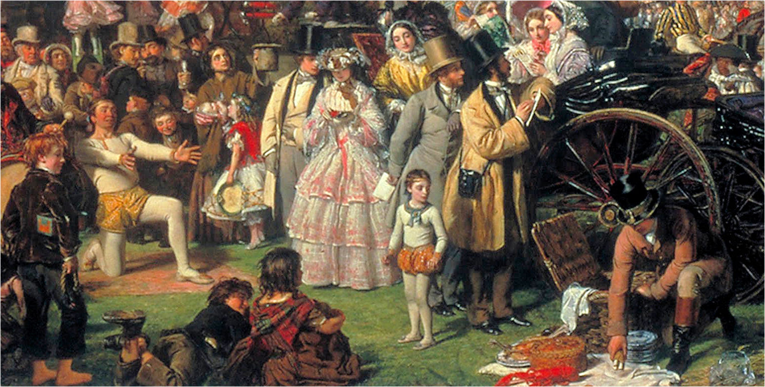 Detail showing boy selling cigars.