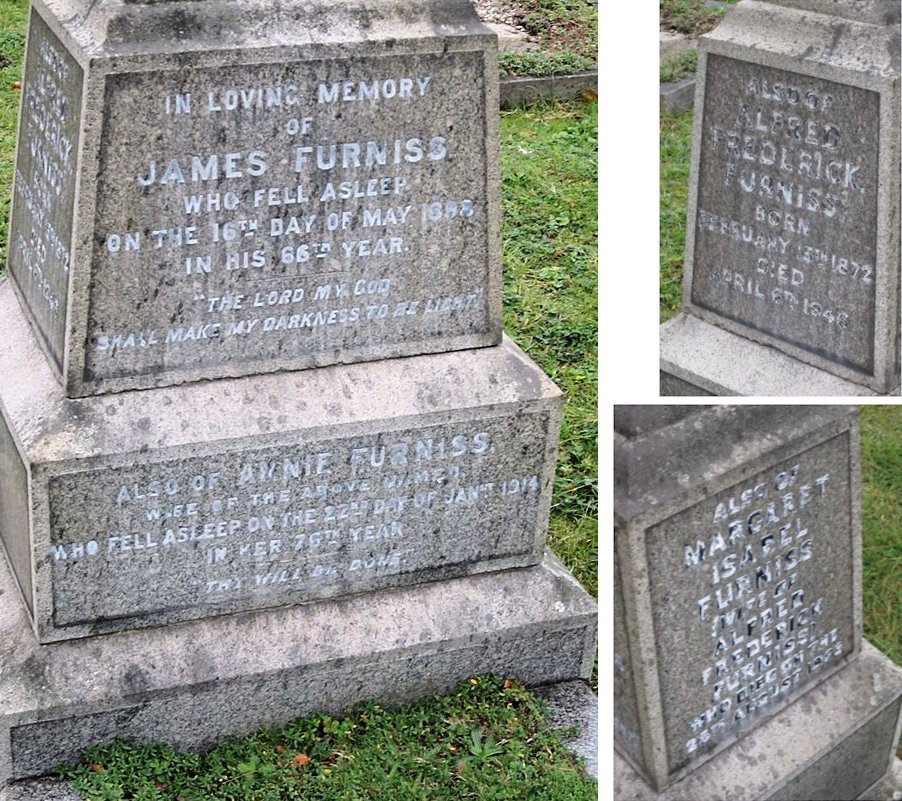 Grave of James, Annie, Alfred Frederick and Maggie, Epsom Cemetery.