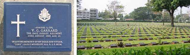 Vivian's grave marker in the Kanchanaburi War Cemetery