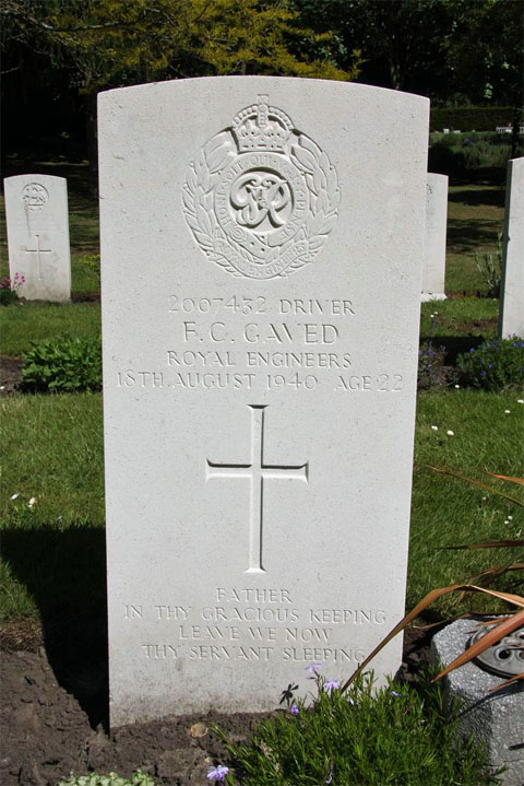 Fred's headstone in Aldershot Military Cemetery Fred's headstone in Aldershot Military Cemetery