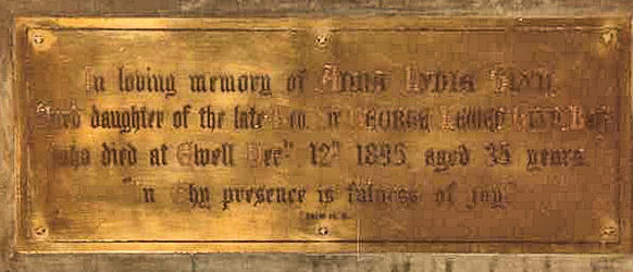 Memorial to Anna in St Mary's. Memorial to Anna in St Mary's.
