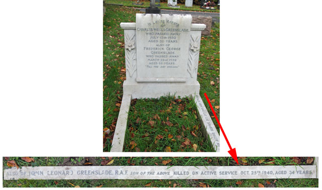The Greenslade family grave in Epsom Cemetery