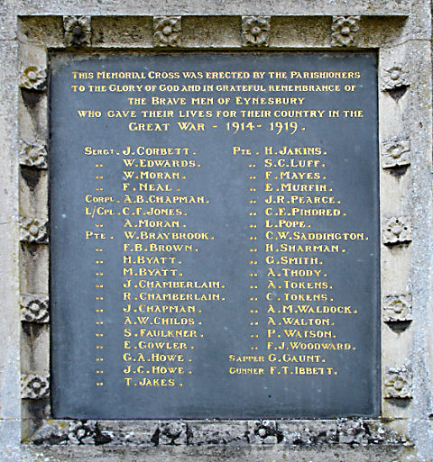 George's inscription on the Eynesbury War Memorial