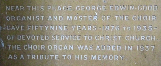 George Good's memorial in Christ Church