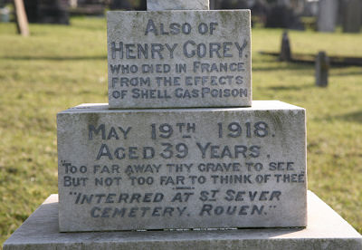 Henry Gorey's inscription in Ashley Road Cemetary