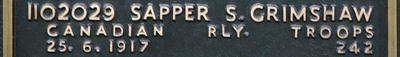 Samuel's inscription on the CWGC memorial Epsom. Samuel's inscription on the CWGC memorial Epsom.