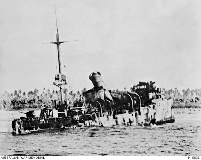 Emden beached on North Keeling Island. Emden beached on North Keeling Island.