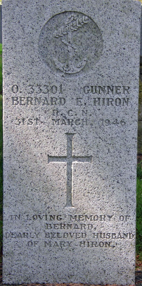 Bernard's headstone in the Esquimalt (Veterans') Cemetery Bernard's headstone in the Esquimalt (Veterans') Cemetery