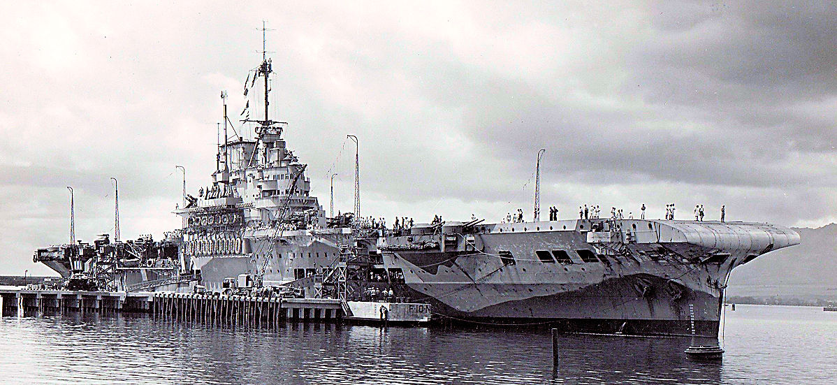 HMS Victorious shortly after arriving at Ford Island, Pearl Harbour, in March 1943. HMS Victorious shortly after arriving at Ford Island, Pearl Harbour, in March 1943.