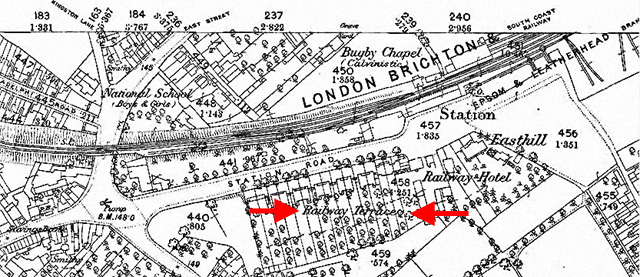 Railway Terrace in the 1866 Ordnance Survey map