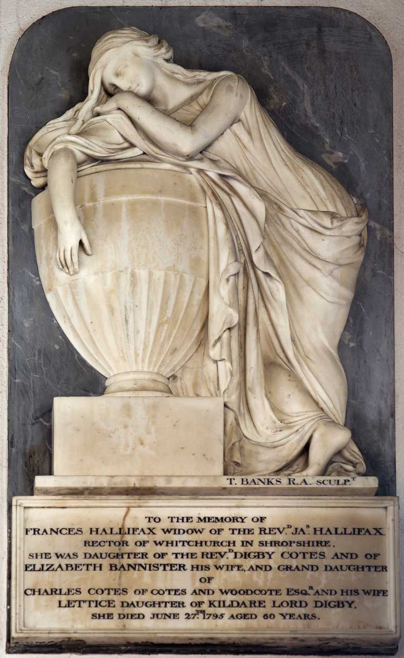 Memorial to Frances Hallifax in St Mary's Church, Ewell.