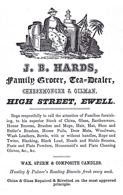 Advert for JB Hards Family Grocer, Ewell