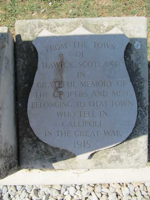 Memorial to the men of Hawick, Scotland, next to the orientation panel.