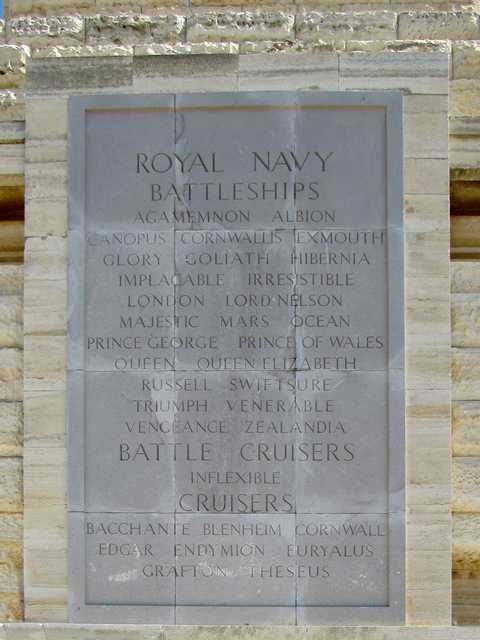 Panel to Royal Navy ships lost.