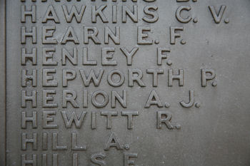 Percy's inscription on the Chatham Naval Memorial