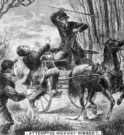 Line Drawing of an attempted Highway Robbery