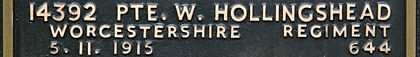 William's inscription on the CWGC memorial Epsom. William's inscription on the CWGC memorial Epsom.