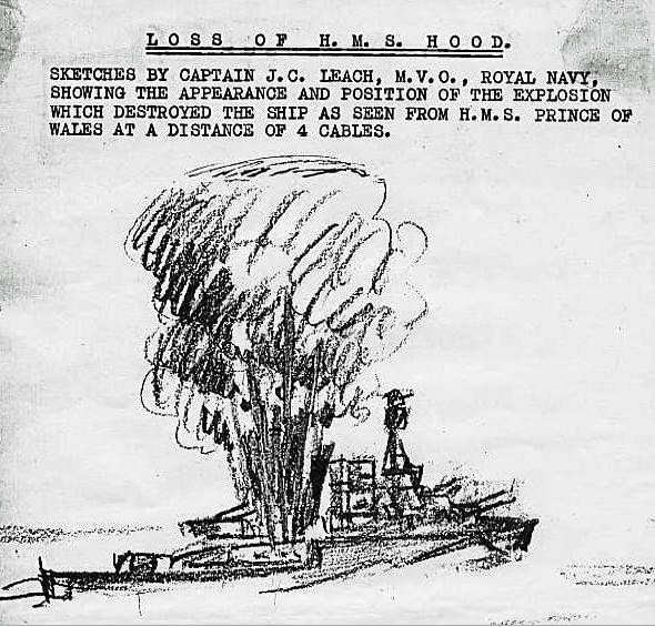 The moment of HMS Hood's destruction.