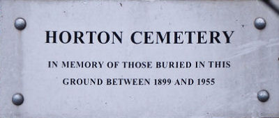 Close up on the Horton Cemetery sign