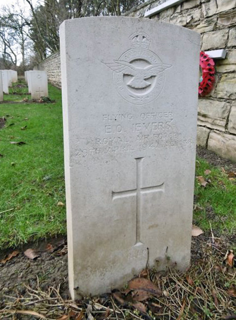 Eyre's headstone in the St John the Baptist Churchyard Extension, Kirkby Wharfe, Yorkshire.