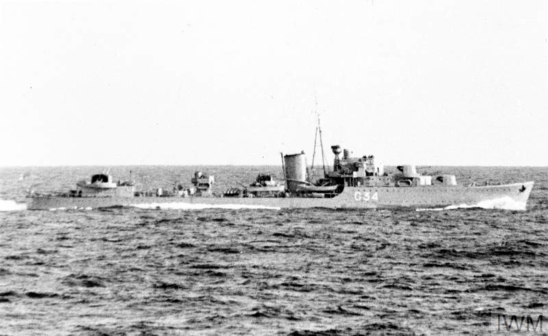 HMS Jaguar taking up her station.