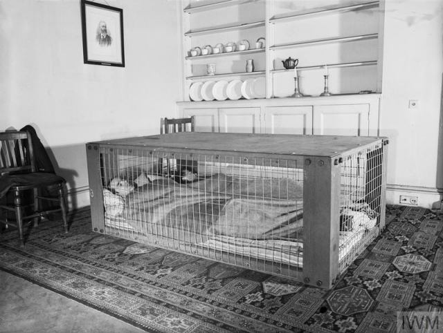 A Morrison shelter in use