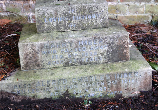 Corporal Imber's inscription on his parents' grave