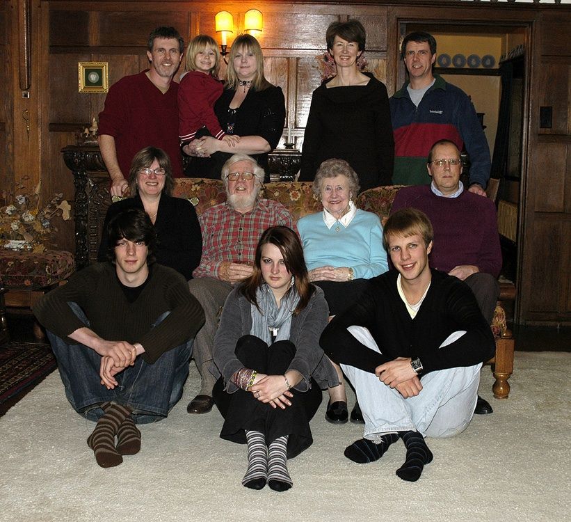 Roland Jacques (middle row, 2nd left) with his children and their families Roland Jacques (middle row, 2nd left) with his children and their families